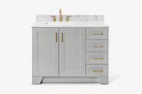 Ariel taylor (42" & 43") left offset single rectangle sink vanity with marble (0.75"& 1.5") countertop.