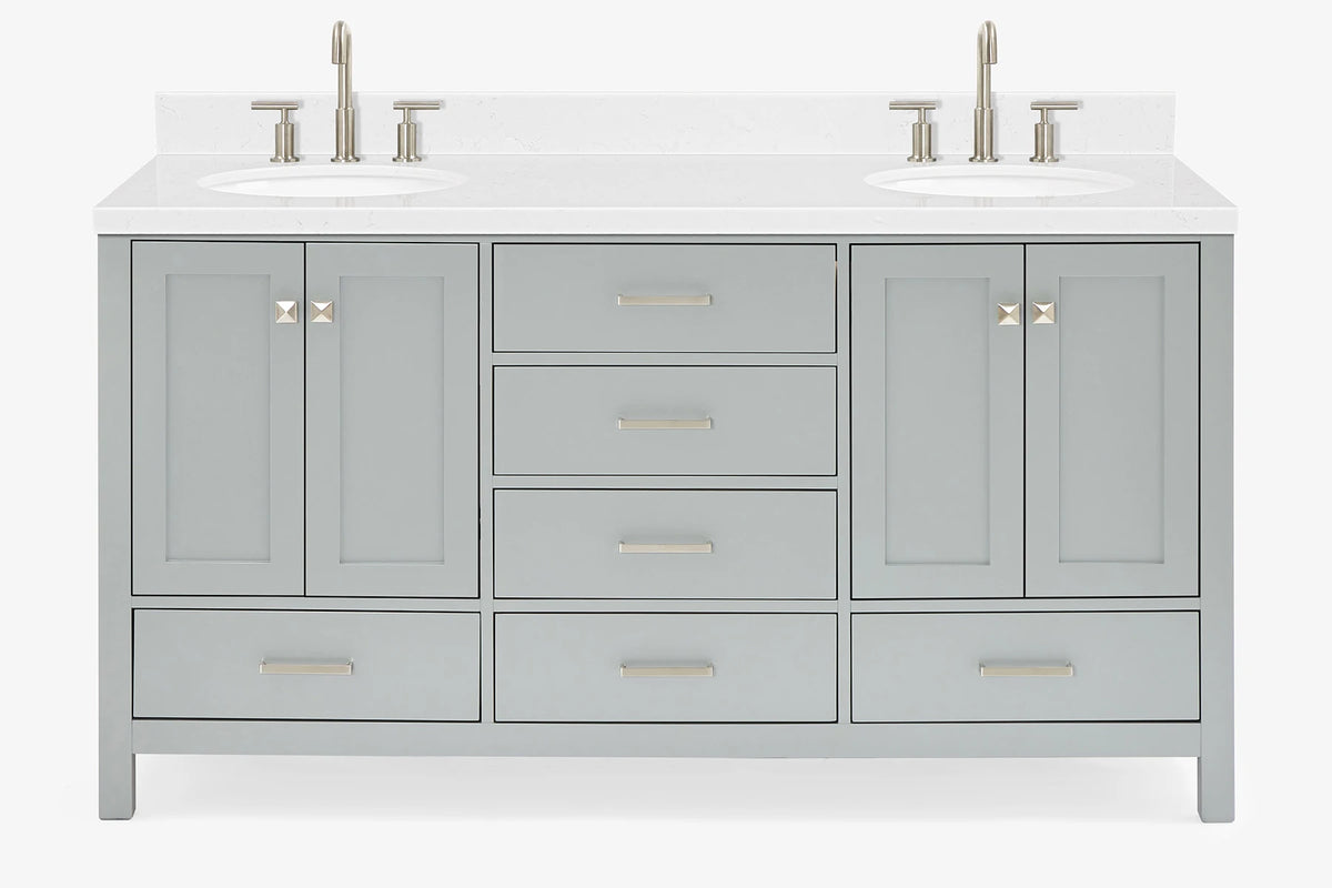 Ariel cambridge (66"&67") in double oval sink bathroom vanity with marble countertop (0.75" & 1.5").