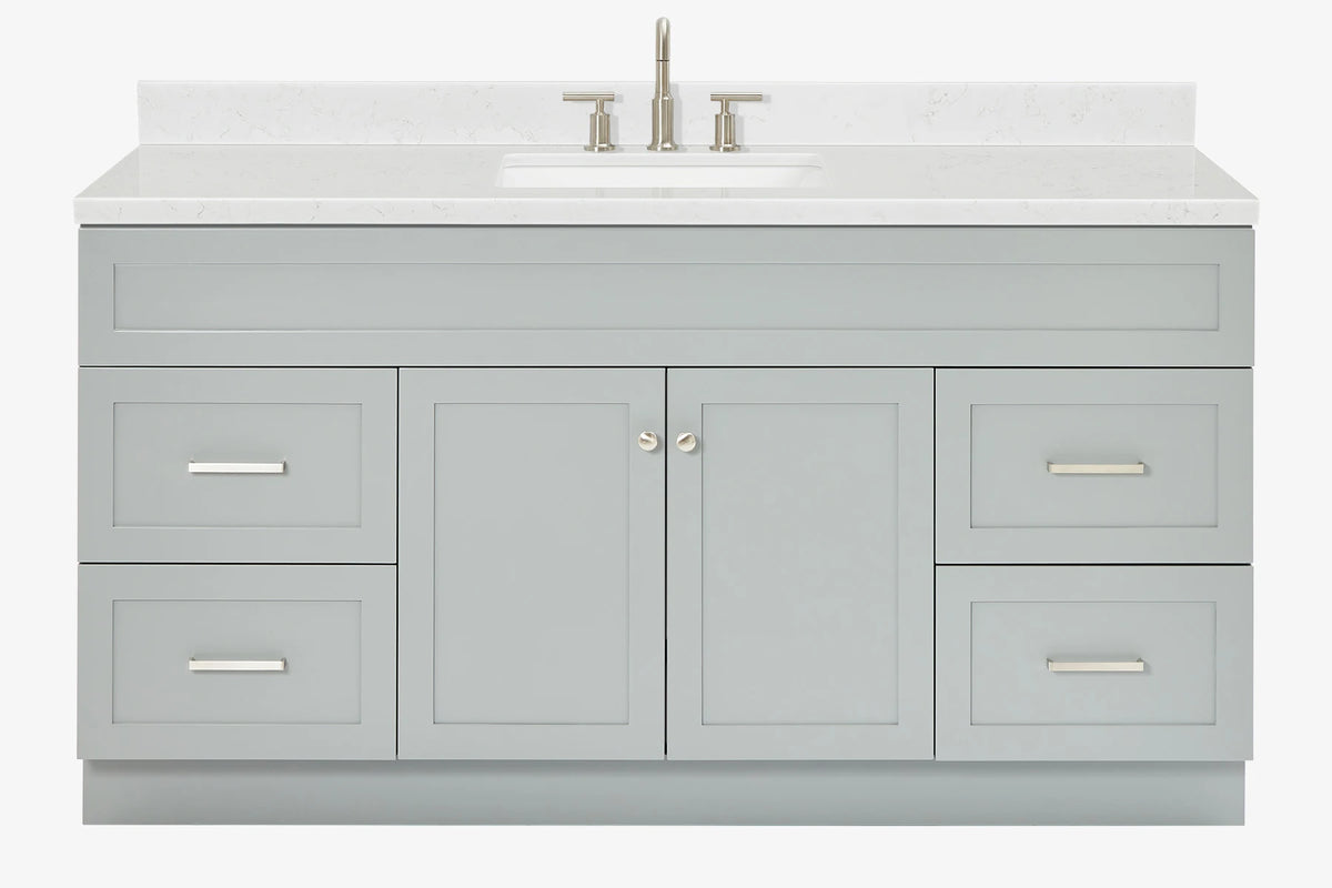 Ariel hamlet(66"&67") inch single rectangle sink vanity with marble countertop (0.75"&1.5") edge.