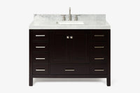 Ariel cambridge( 48"& 49") single rectangle sink  Bathroom vanity with carrara  marble (0.75 in, 1.5 in, 2 in) countertop