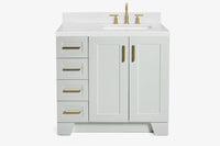 Ariel taylor (36"& 37") right offset single rectangle sink vanity with marble (0.75" & 1.5")countertop.