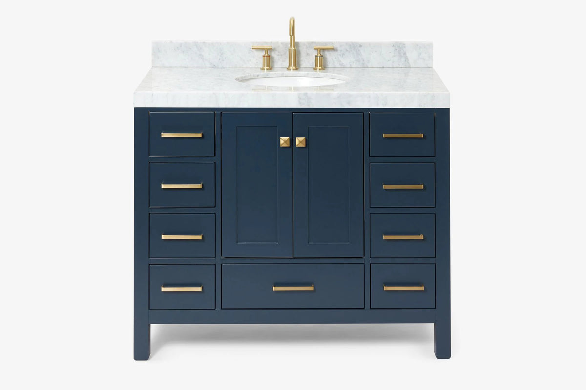 Ariel cambridge(42" & 43") single oval sink vanity with marble (0.75",1.5" & 2") in countertop