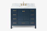 Ariel cambridge(42" & 43") single oval sink vanity with marble (0.75",1.5" & 2") in countertop
