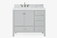 Ariel cambridge(42"& 43")left offset rectangle single sink vanity with marble (0.75",1.5"& 2") in countertop