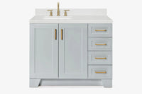 Ariel taylor (42" & 43") left offset single rectangle sink vanity with marble (0.75"& 1.5") countertop.
