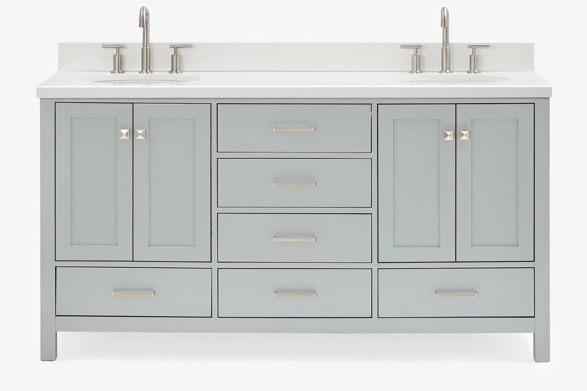 Ariel cambridge (66"&67") in double oval sink bathroom vanity with marble countertop (0.75" & 1.5").