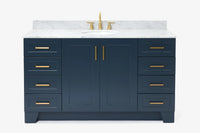 Ariel taylor (60"& 61")single oval sink vanity with marble (0.75"& 1.5") countertop.