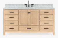 Ariel Cambridge (66" & 67") in single oval sink vanity with marble countertop (0.75" & 1.5").