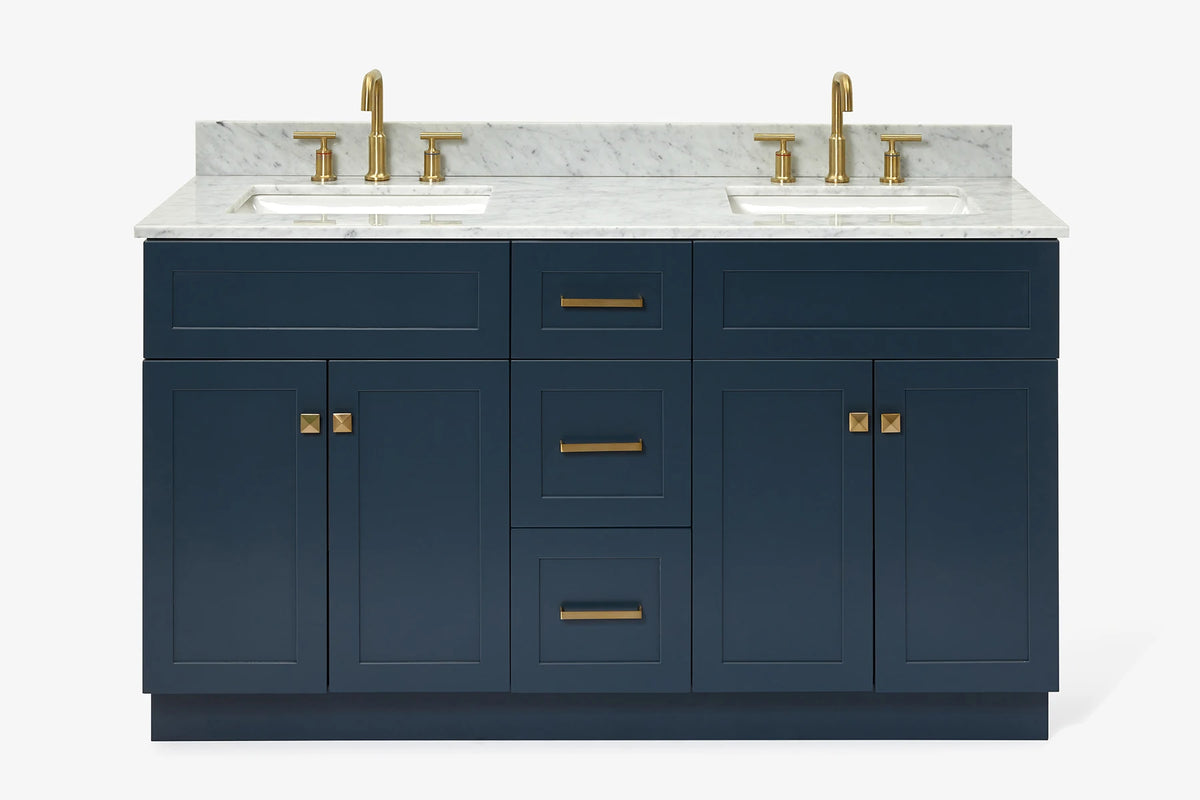 Ariel hamlet (60"& 61") double rectangle sink vanity with (0.75"& 1.5") countertop.