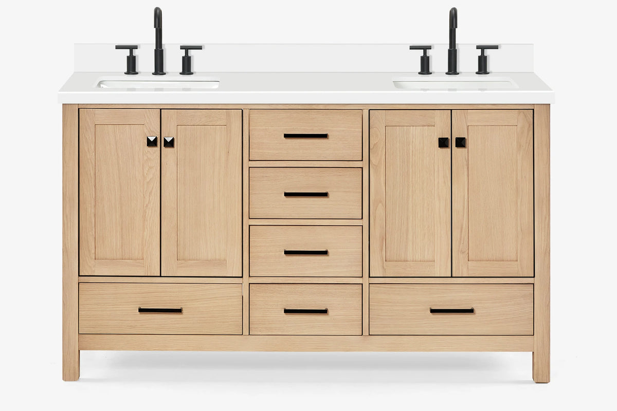 Ariel cambridge( 60 in , 61 in )  double rectangle sink vanity with Marble (0.75 in, 1.5 in, 2 in) countertop