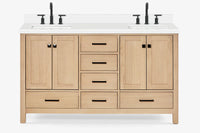 Ariel cambridge( 60 in , 61 in )  double rectangle sink vanity with Marble (0.75 in, 1.5 in, 2 in) countertop