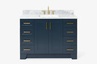 Ariel taylor (48"& 49") single rectangle sink vanity with marble (0.75" & 1.5") countertop.