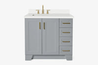 Ariel taylor (36"& 37") left offset single rectangle sink vanity with marble (0.75"& 1.5") countertop.