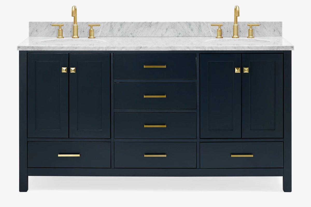 Ariel cambridge (66"&67") in double oval sink bathroom vanity with marble countertop (0.75" & 1.5").