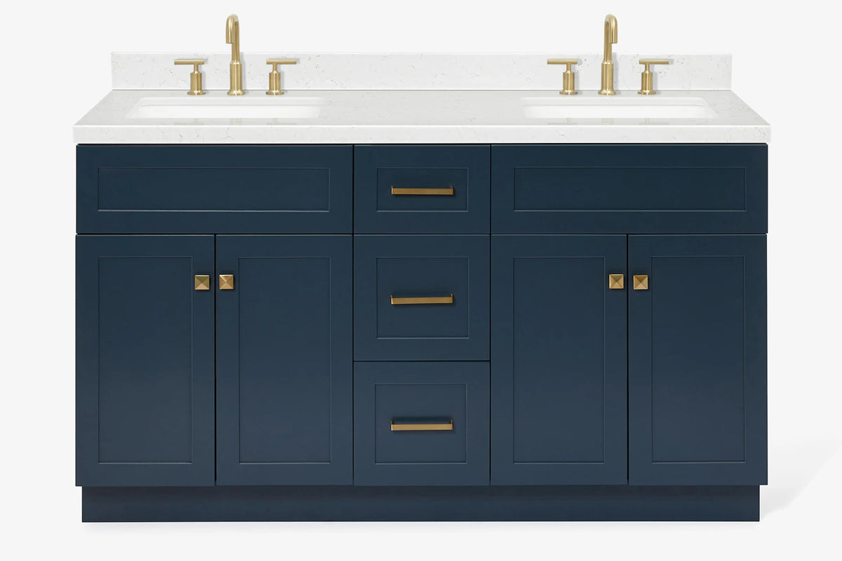 Ariel hamlet (60"& 61") double rectangle sink vanity with (0.75"& 1.5") countertop.