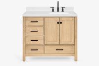 Ariel cambridge (43 inch, 42 inch) right offset single rectangular sink bathroom vanity with marble countertop (0.75 inch, 1.5 inch, 2 inch).