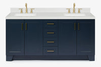 Ariel taylor (72"& 73") double rectangle sink vanity with marble (0.75" & 1.5") countertop.