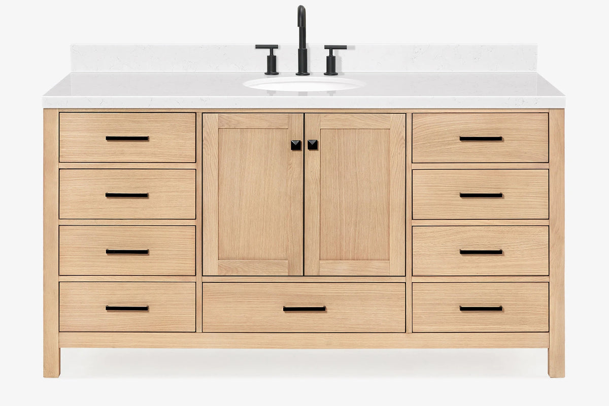 Ariel Cambridge (66" & 67") in single oval sink vanity with marble countertop (0.75" & 1.5").