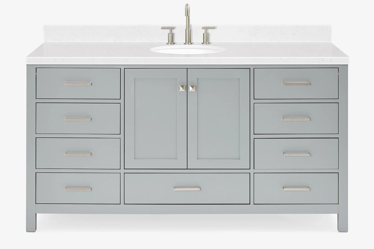 Ariel Cambridge (66" & 67") in single oval sink vanity with marble countertop (0.75" & 1.5").