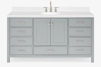 Ariel Cambridge (66" & 67") in single oval sink vanity with marble countertop (0.75" & 1.5").