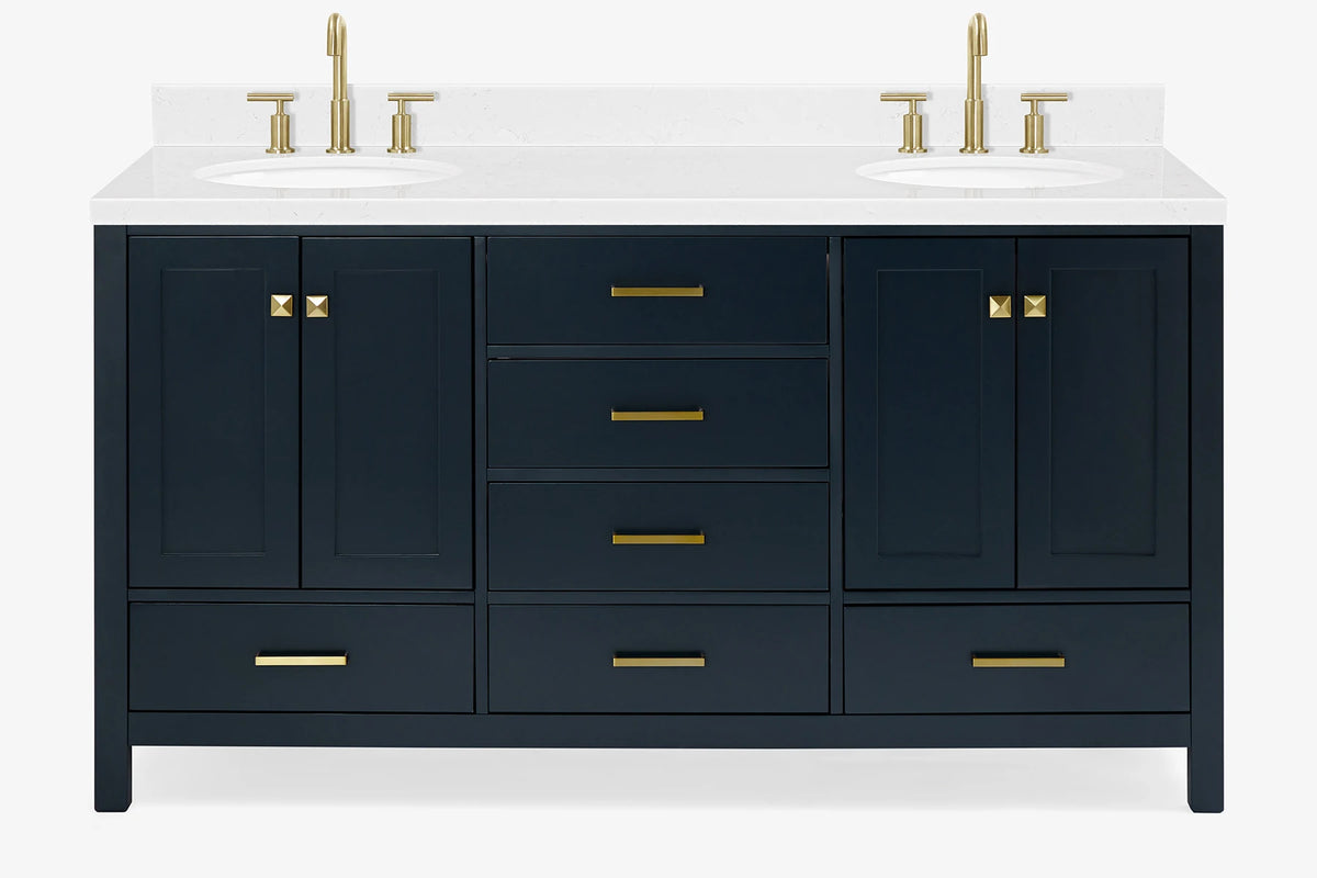 Ariel cambridge (66"&67") in double oval sink bathroom vanity with marble countertop (0.75" & 1.5").