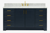 Ariel taylor (66"& 67") single rectangle sink vanity with  marble countertop (0.75"&1.5") edge.