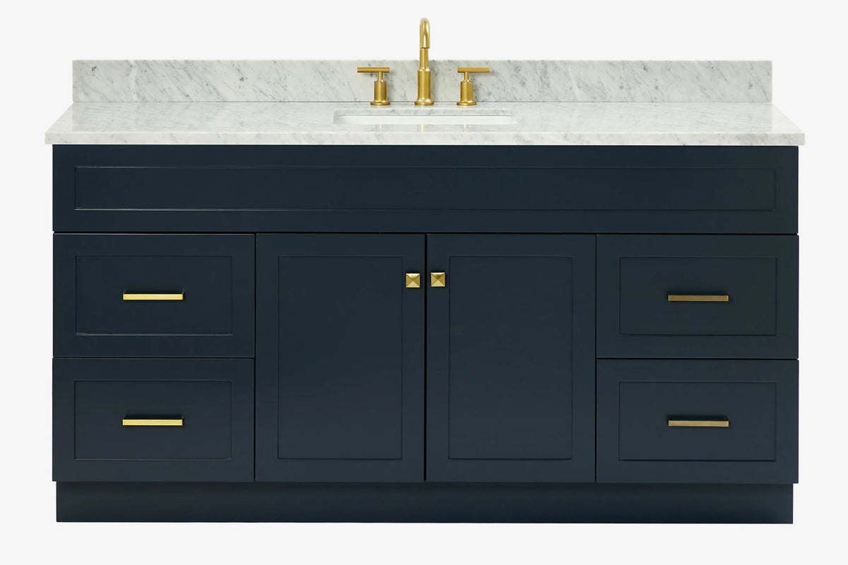 Ariel hamlet(66"&67") inch single rectangle sink vanity with marble countertop (0.75"&1.5") edge.