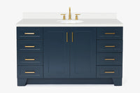 Ariel taylor (60"& 61")single oval sink vanity with marble (0.75"& 1.5") countertop.