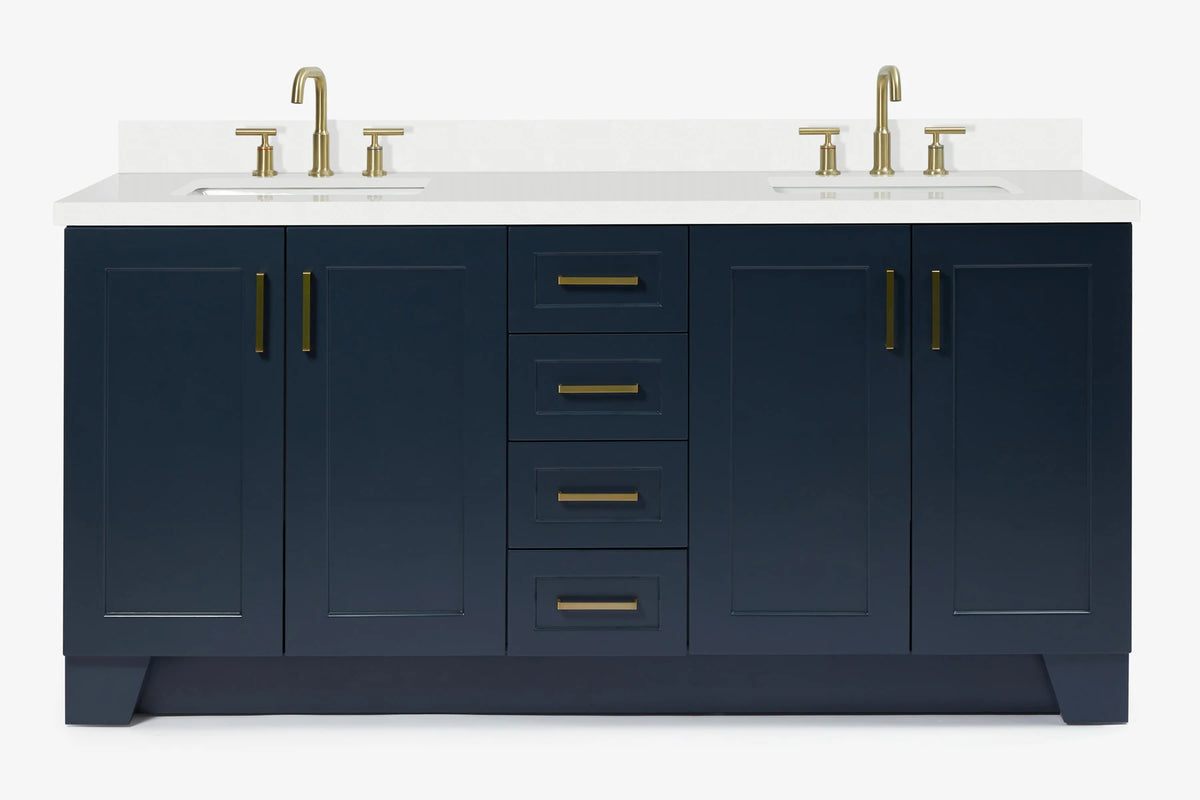 Ariel taylor (72"& 73") double rectangle sink vanity with marble (0.75" & 1.5") countertop.