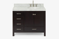 Ariel cambridge(42"&43") in. right offset oval single sink vanity with  marble (0.75",1.5"& 2") in countertop