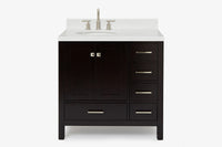 Ariel cambridge 36-37 in. left offset oval single sink vanity with (0.75,1.5,2) in countertop