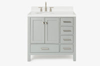 Ariel cambridge 36-37 in. left offset oval single sink vanity with (0.75,1.5,2) in countertop