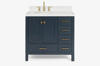Ariel cambridge 36-37 in. left offset oval single sink vanity with (0.75,1.5,2) in countertop