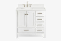 Ariel cambridge 36-37 in. left offset oval single sink vanity with (0.75,1.5,2) in countertop