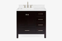 Ariel cambridge 36-37 in. left offset rectangle single sink vanity with (0.75,1.5,2) in countertop