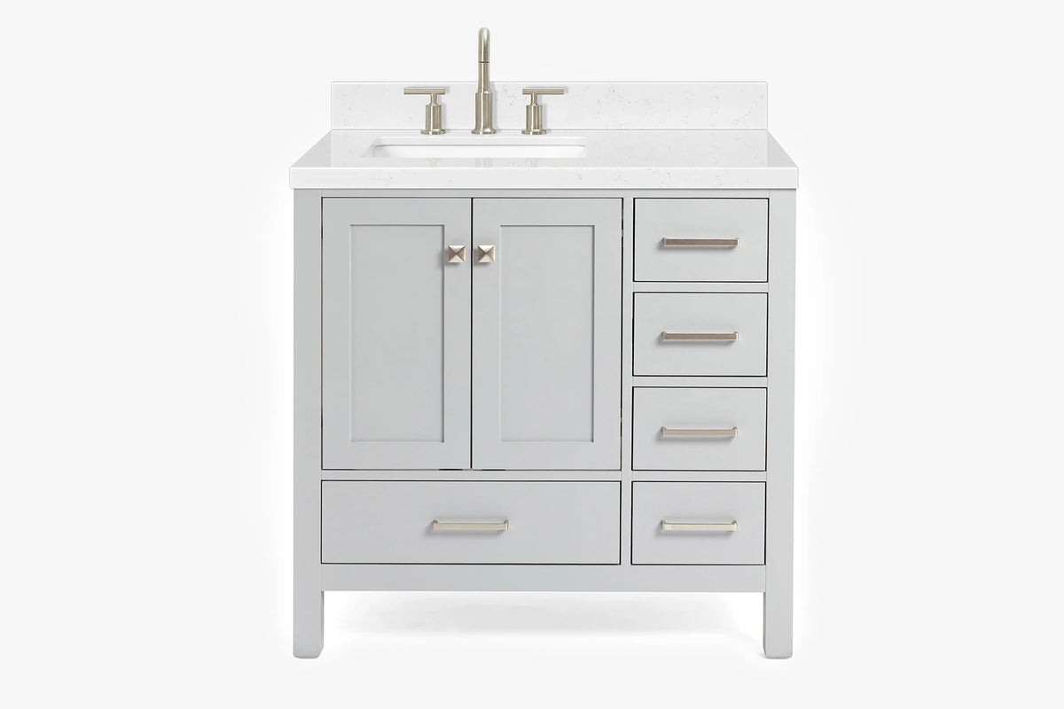 Ariel cambridge 36-37 in. left offset rectangle single sink vanity with (0.75,1.5,2) in countertop