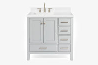 Ariel cambridge 36-37 in. left offset rectangle single sink vanity with (0.75,1.5,2) in countertop