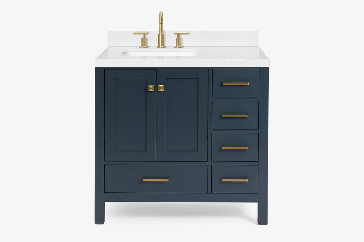 Ariel cambridge 36-37 in. left offset rectangle single sink vanity with (0.75,1.5,2) in countertop