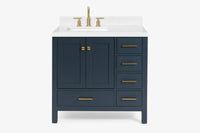 Ariel cambridge 36-37 in. left offset rectangle single sink vanity with (0.75,1.5,2) in countertop