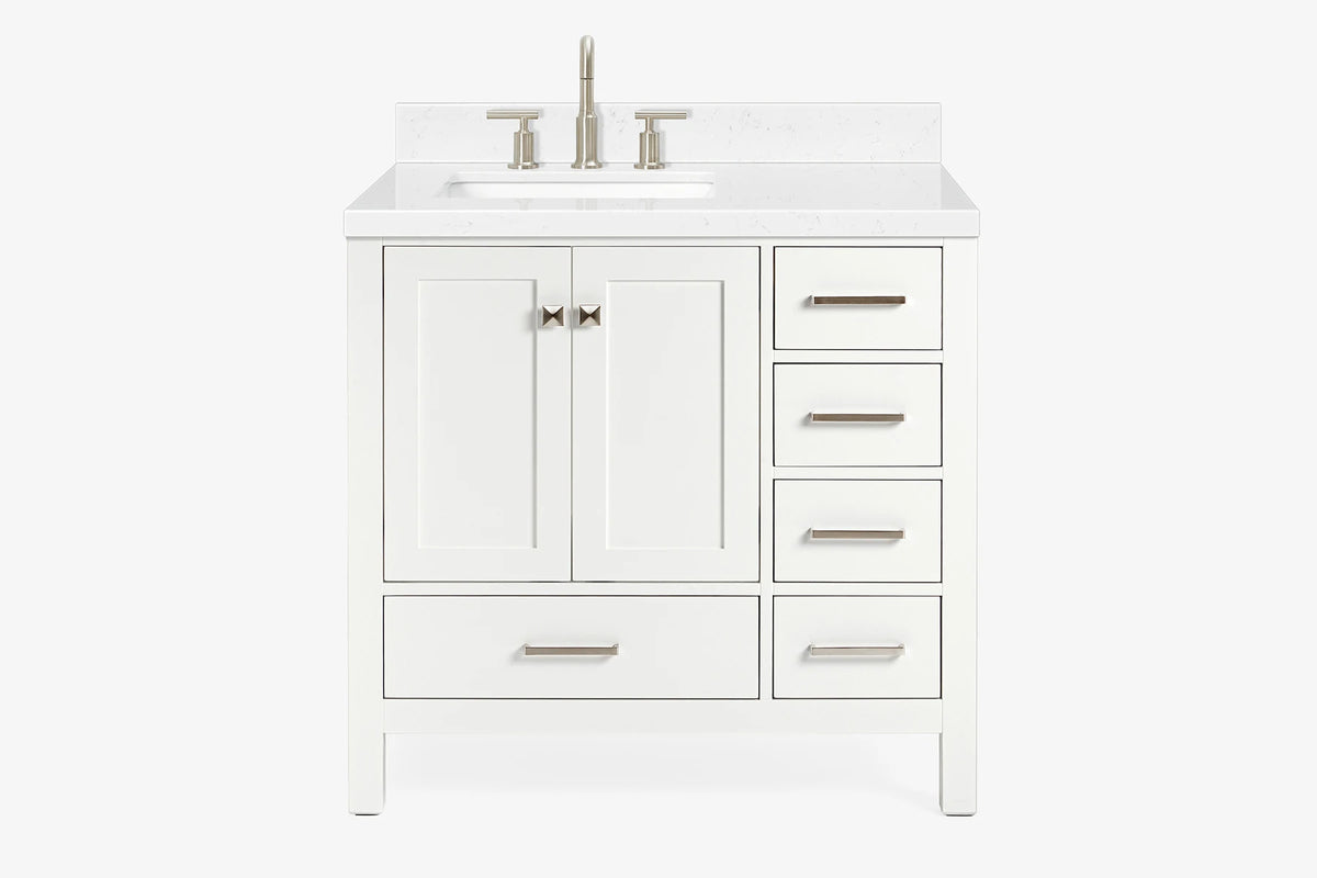 Ariel cambridge 36-37 in. left offset rectangle single sink vanity with (0.75,1.5,2) in countertop