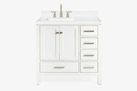 Ariel cambridge 36-37 in. left offset rectangle single sink vanity with (0.75,1.5,2) in countertop