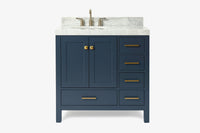 Ariel cambridge 36-37 in. left offset oval single sink vanity with (0.75,1.5,2) in countertop