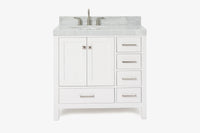 Ariel cambridge 36-37 in. left offset oval single sink vanity with (0.75,1.5,2) in countertop