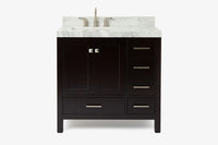 Ariel cambridge 36-37 in. left offset rectangle single sink vanity with (0.75,1.5,2) in countertop