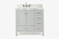 Ariel cambridge 36-37 in. left offset rectangle single sink vanity with (0.75,1.5,2) in countertop