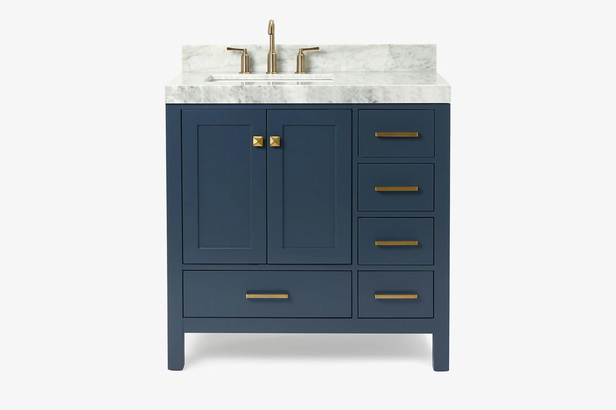 Ariel cambridge 36-37 in. left offset rectangle single sink vanity with (0.75,1.5,2) in countertop