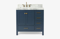 Ariel cambridge 36-37 in. left offset rectangle single sink vanity with (0.75,1.5,2) in countertop