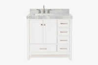 Ariel cambridge 36-37 in. left offset rectangle single sink vanity with (0.75,1.5,2) in countertop