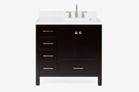 Ariel cambridge 37 in. right offset rectangle single sink vanity with carrara white marble 0.75 in countertop in white