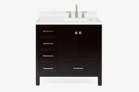 Ariel cambridge 36-37 in. right offset rectangle single sink vanity with carrara (0.75,1.5,2) in countertop